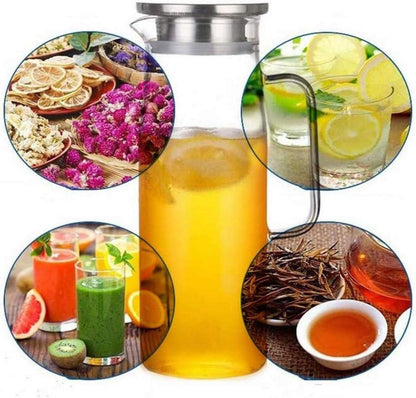 Glaskaraffe mit Deckel 1000ml - Hausgemachte Getränke Milch Wein Eistee Karaffe