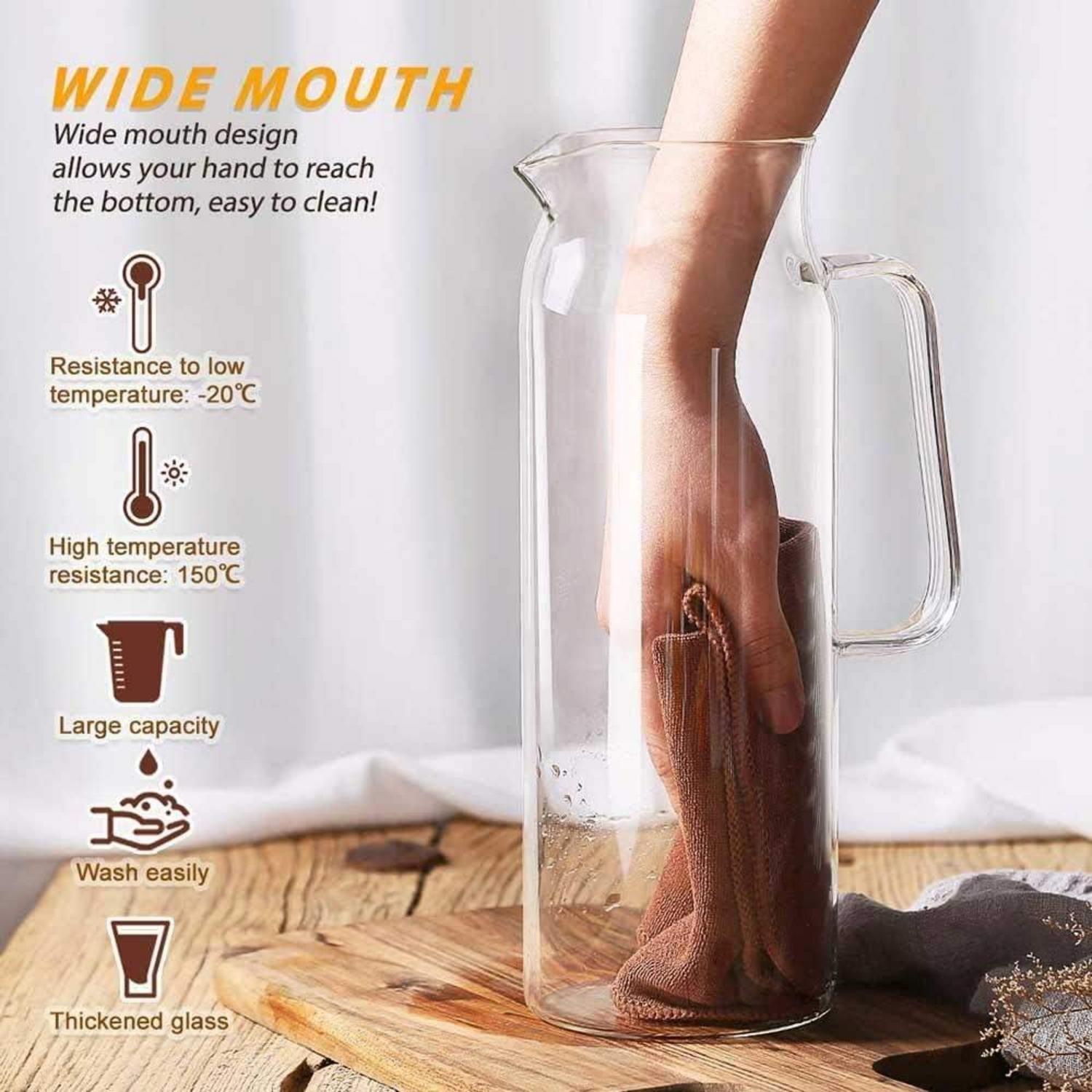 Glaskaraffe mit Deckel Wasserkrug Karaffe 1000ml Eistee Wein