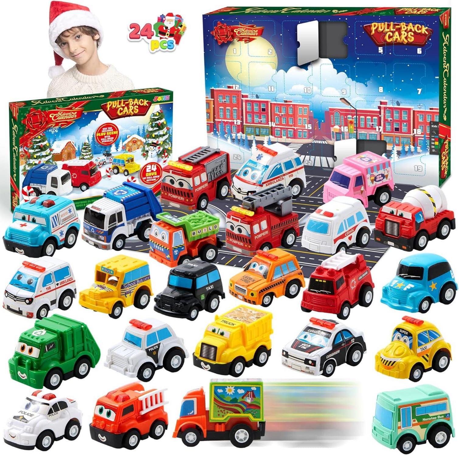 JOYIN Adventskalender Weihnachten 24 Tage Spielzeug Kinder Pull Back