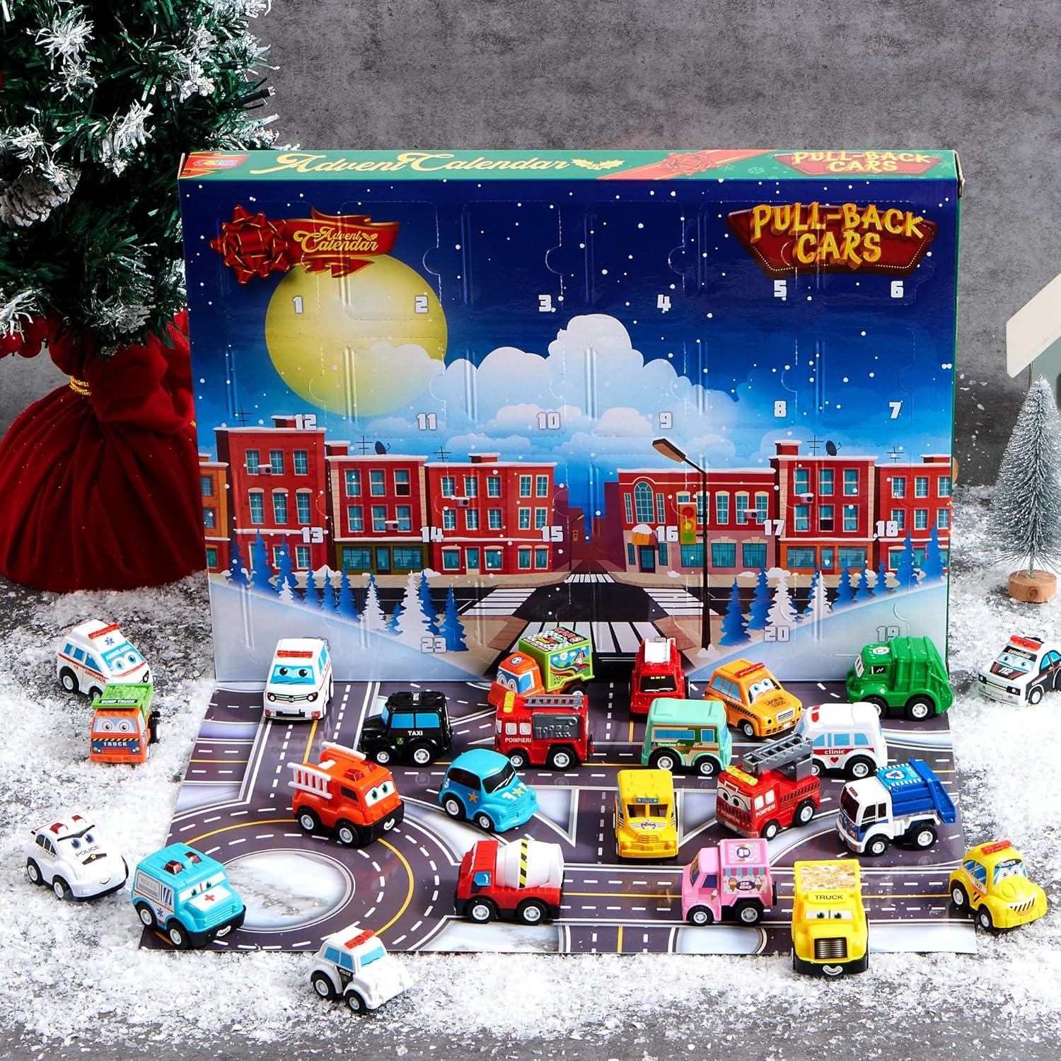 JOYIN Kinder Adventskalender Weihnachten 24 Tage Spielzeug Auto