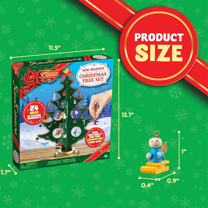 JOYIN Adventskalender 2024 Holz Weihnachtsbaum 28 Ornamente 24 Tage Countdown