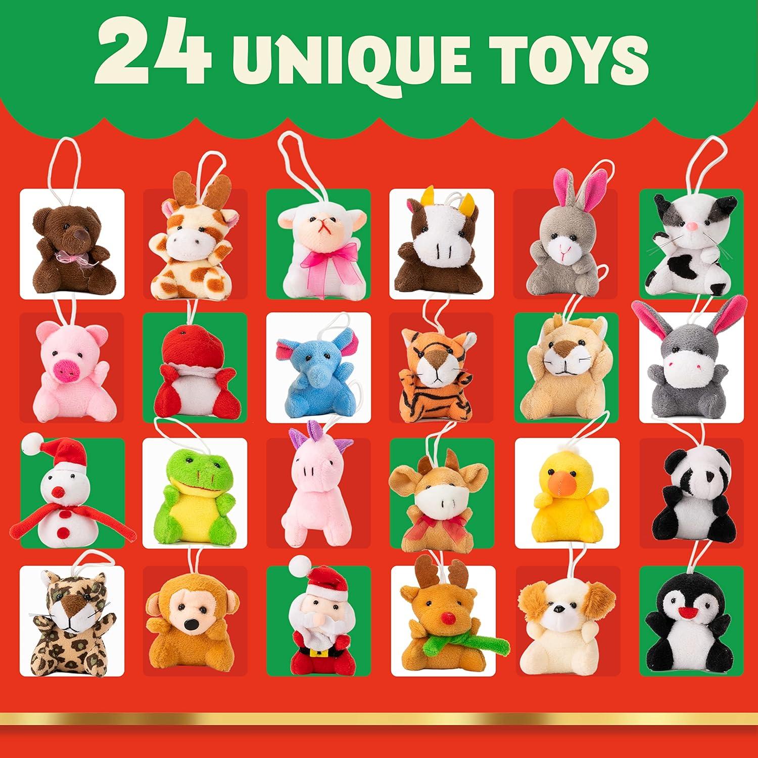 JOYIN 2023 Adventskalender mit Mini Tier Plüsch 24 Tage Countdown für Mädchen und Kinder
