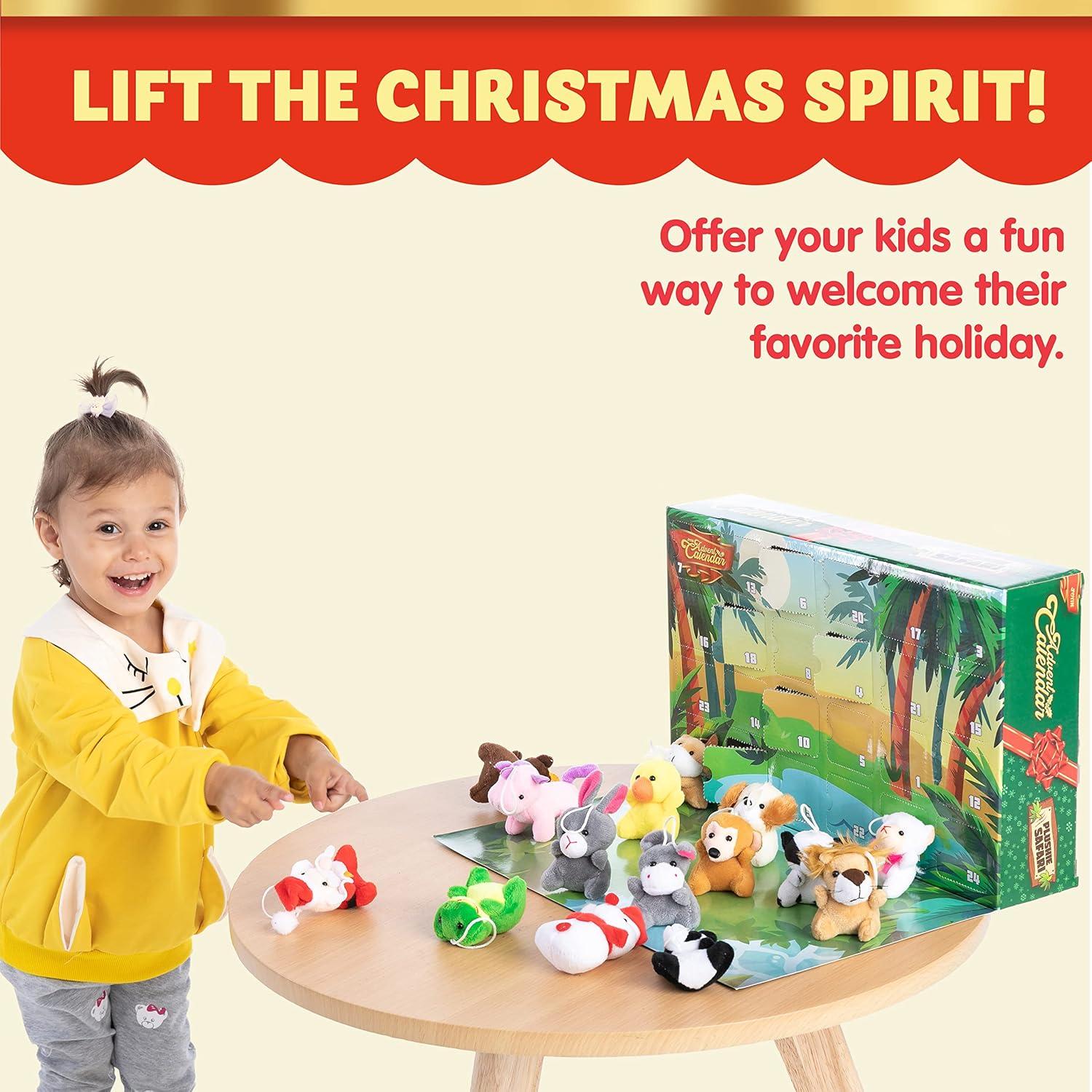 JOYIN 2023 Adventskalender Mini Tier Plüsch 24 Tage Kinder Weihnachtsspielzeug