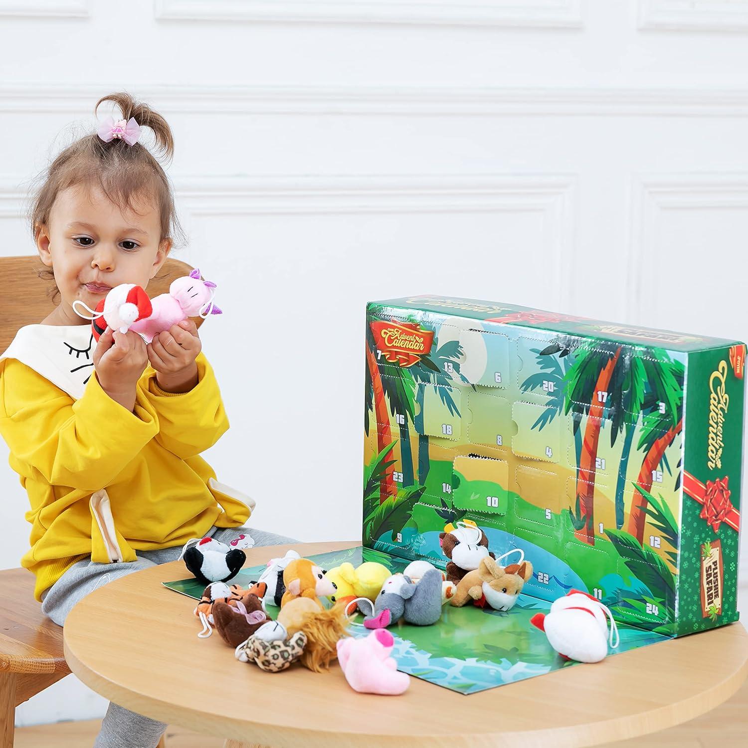 JOYIN 2023 Adventskalender Mini Tier Plüsch 24 Tage Kinder Weihnachtsspielzeug
