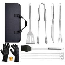 Premium Grillbesteck Set 9tlg mit Grillhandschuhe bis 800°C