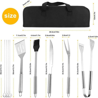 Premium Grillbesteck Set 9tlg mit Grillhandschuhe bis 800°C