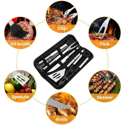 Premium Grillbesteck Set 9tlg mit Grillhandschuhe bis 800°C