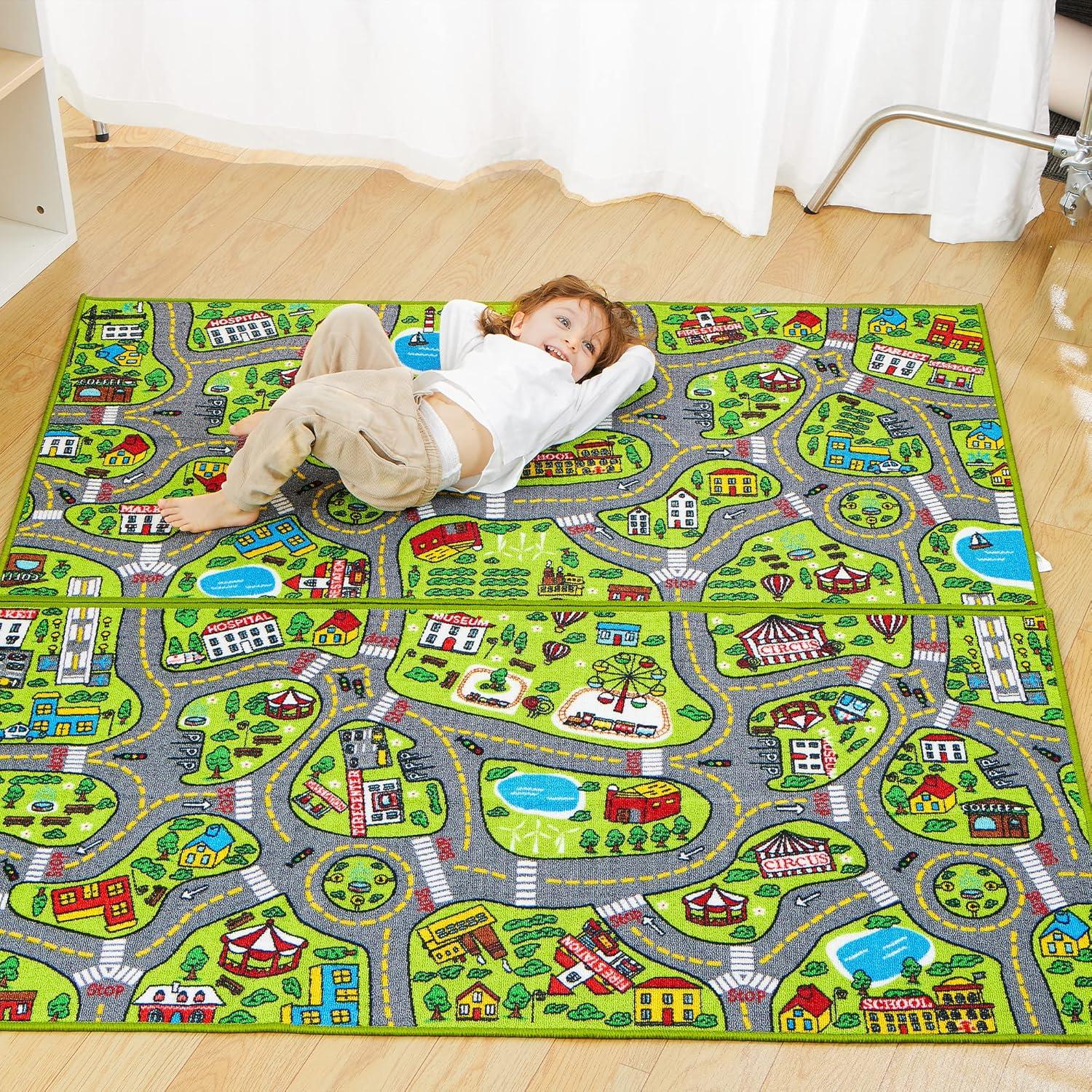 Spielteppich Stadt 2er Set 80x150cm Kinderteppich