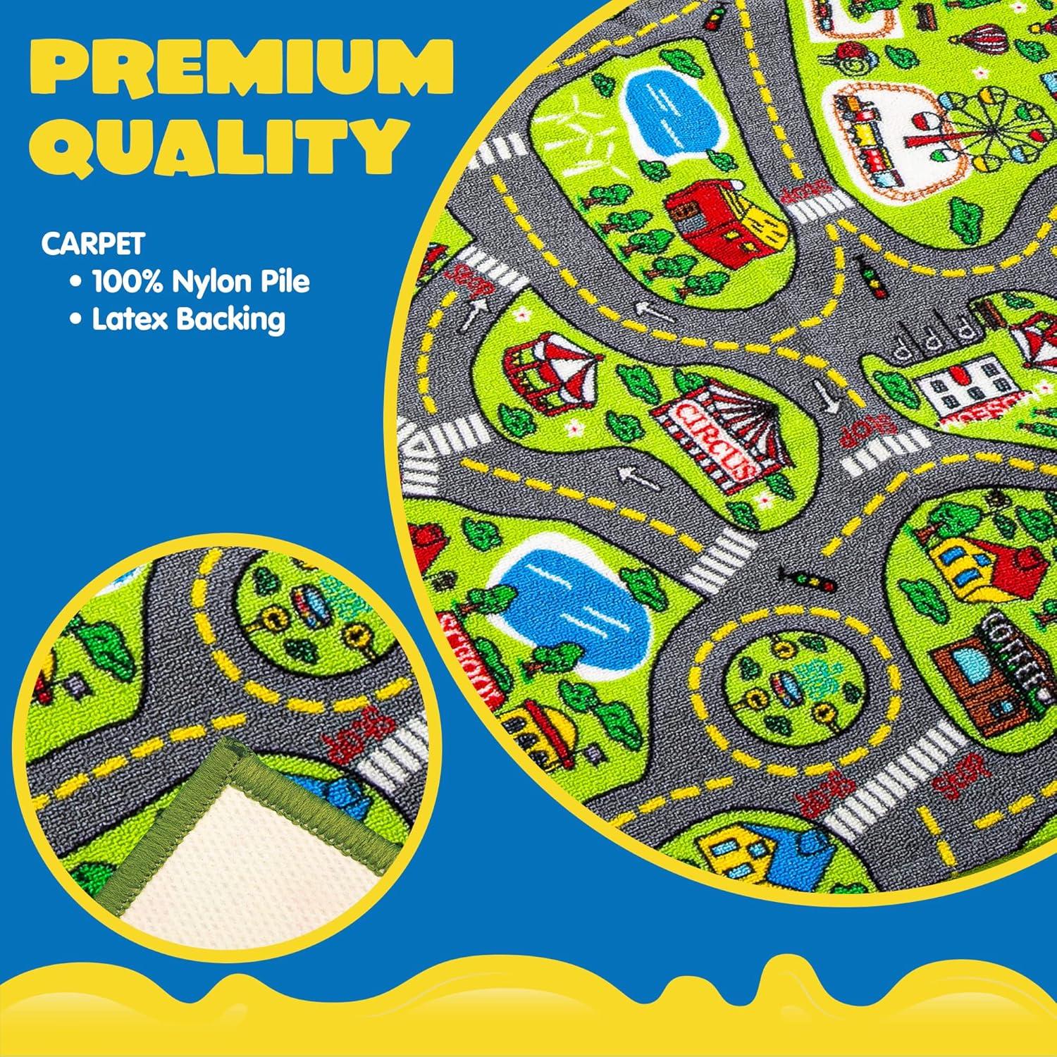 Teppich Kinderzimmer 80x150cm Spielmatte Autoteppich Stadt Straße