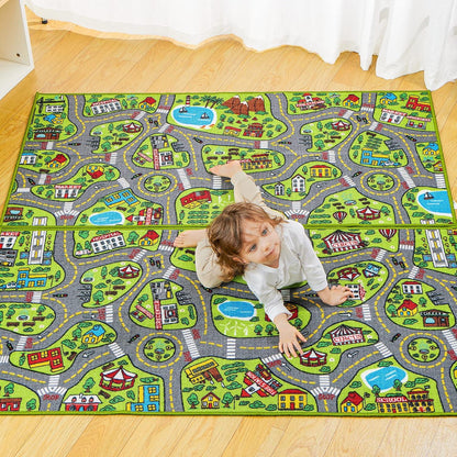 JOYIN Kinder Spielteppich 80x150cm Autoteppich Straße Kinderteppich 2er Set