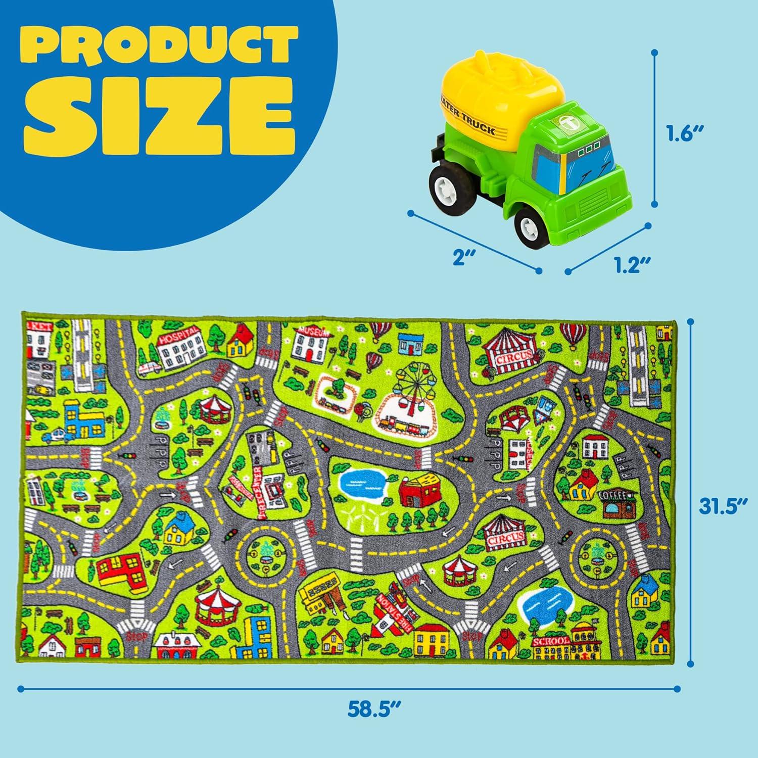 Spielteppich Auto Set für Kinderzimmer 80x150cm 12 Mini Autosätz