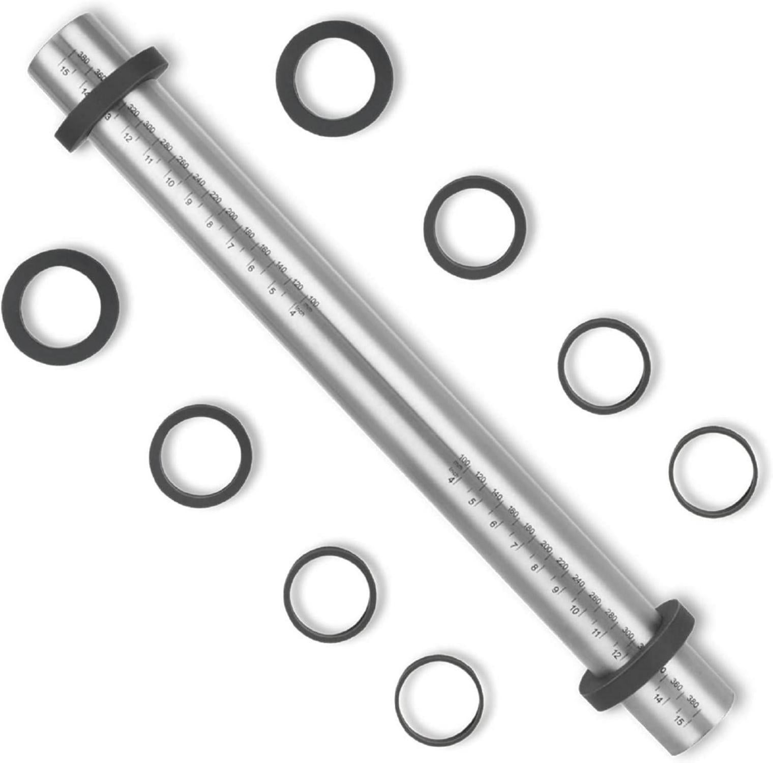 Edelstahl Nudelholz mit einstellbaren Ringen - 5 Größen