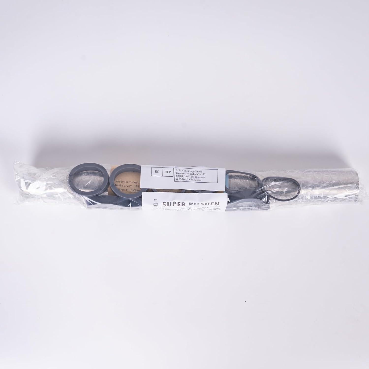 SUPER KITCHEN Edelstahl Antihaft Nudelholz mit abnehmbaren Ringen, 5 Größen, Backzubehör 40cm