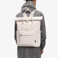KALIDI Damen Herren Rucksack Rolltop Schulrucksack Laptopfach Beige