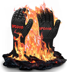Grillhandschuhe hitzebeständig 800 Grad feuerfest BBQ Schwarz