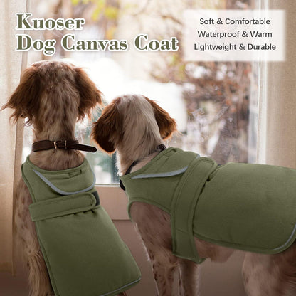 Leinwand Hund Wintermantel weiches Fleece XS-3XL Grün
