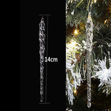 12er Set Glas Eiszapfen Christbaumschmuck 14cm transparent