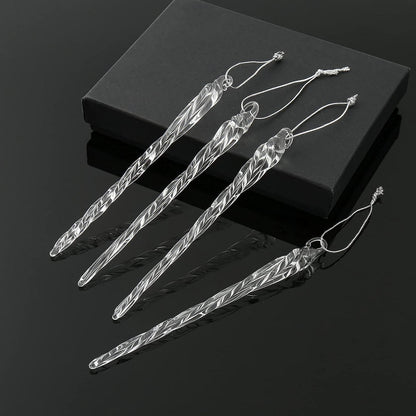 12er Set Glas Eiszapfen Christbaumschmuck 14cm transparent