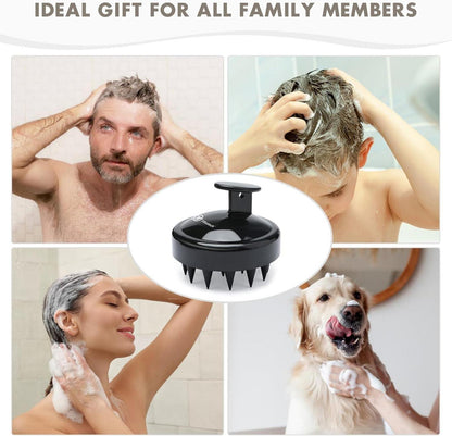 Silikon Shampoo Haarbürste 2er Set Nass Trocken Kopfhaut Massagebürste Schwarz