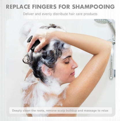 FReatech Silikon Shampoo Haarbürste Kopfmassage Peeling Kopfhaut Massagebürste Schwarz