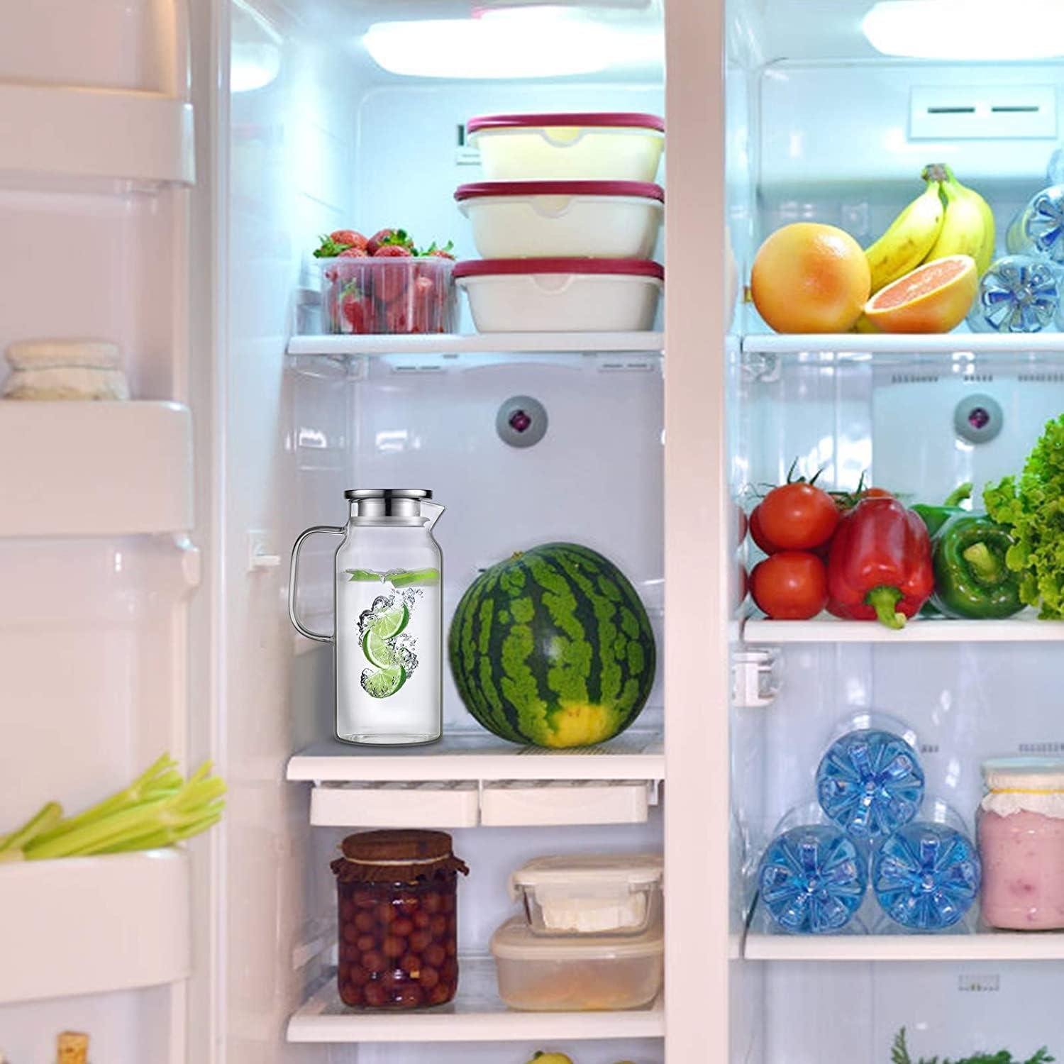 Ehugos Glaskaraffe 1.8L Borosilikatglas Edelstahl Deckel, BPA-frei