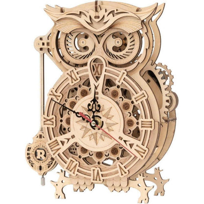 ROKR Owl Clock Modellbausatz | Holz 3D Puzzle Uhr für