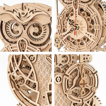 ROKR Owl Clock Modellbausatz | Holz 3D Puzzle Uhr für