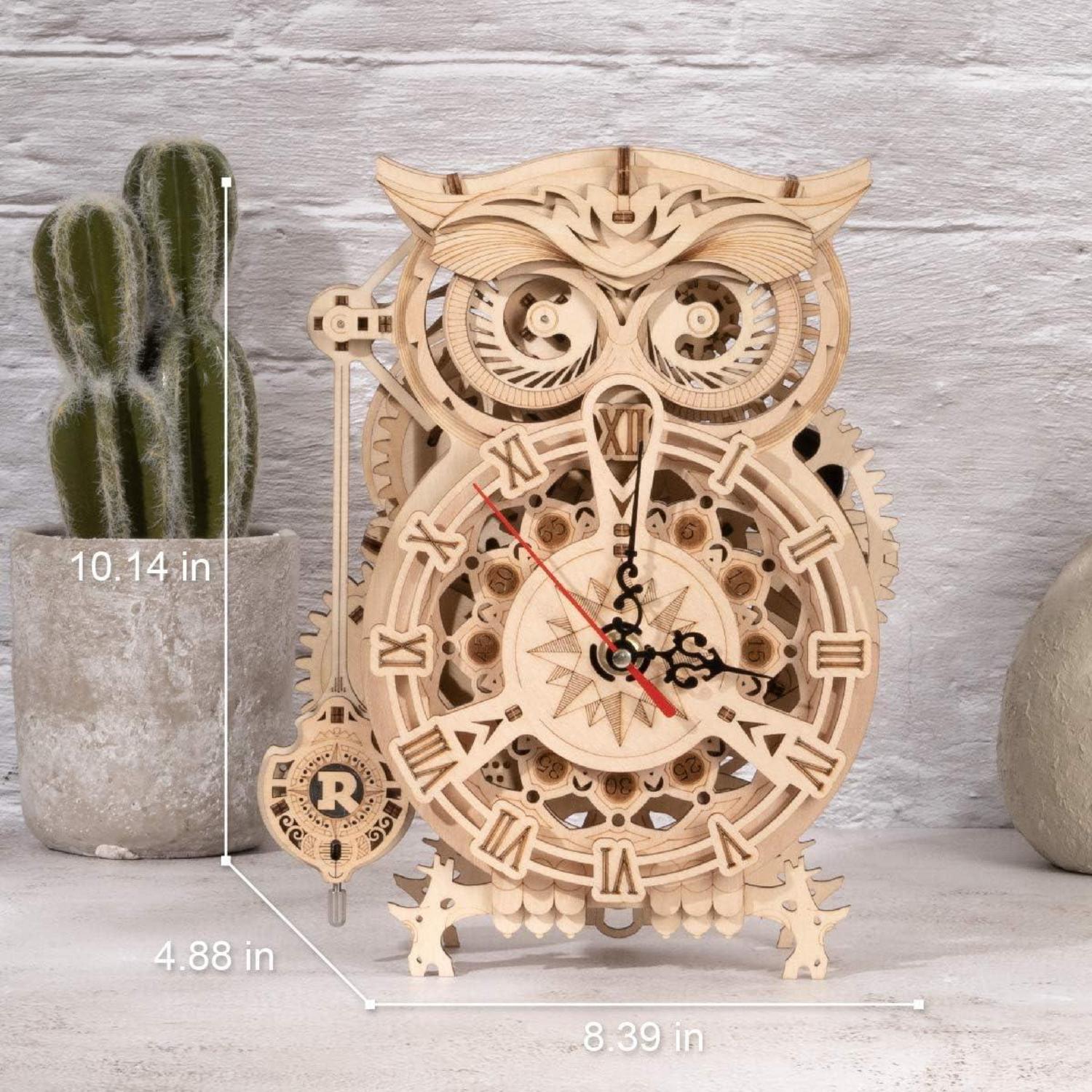 ROKR Owl Clock Modellbausatz | Holz 3D Puzzle Uhr für