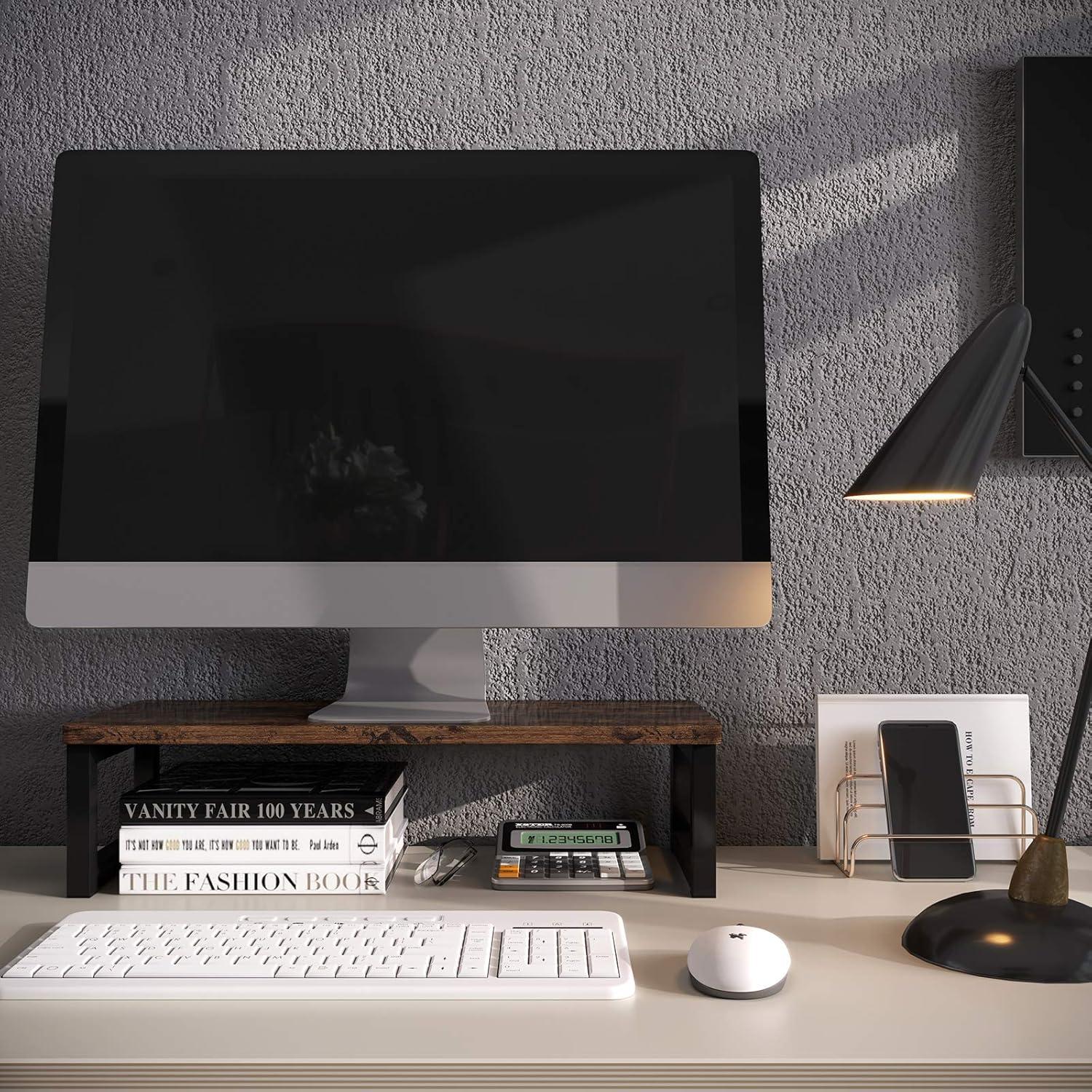 Monitorständer Holz Bildschirmerhöhung Laptop 55x23x14cm Dunkelbraun