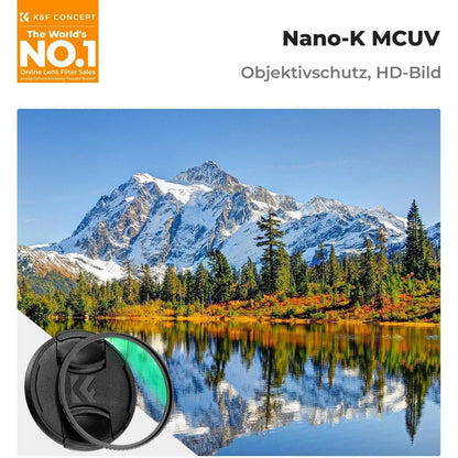 55mm UV Filter mit Objektivdeckel, Reinigungstuch und