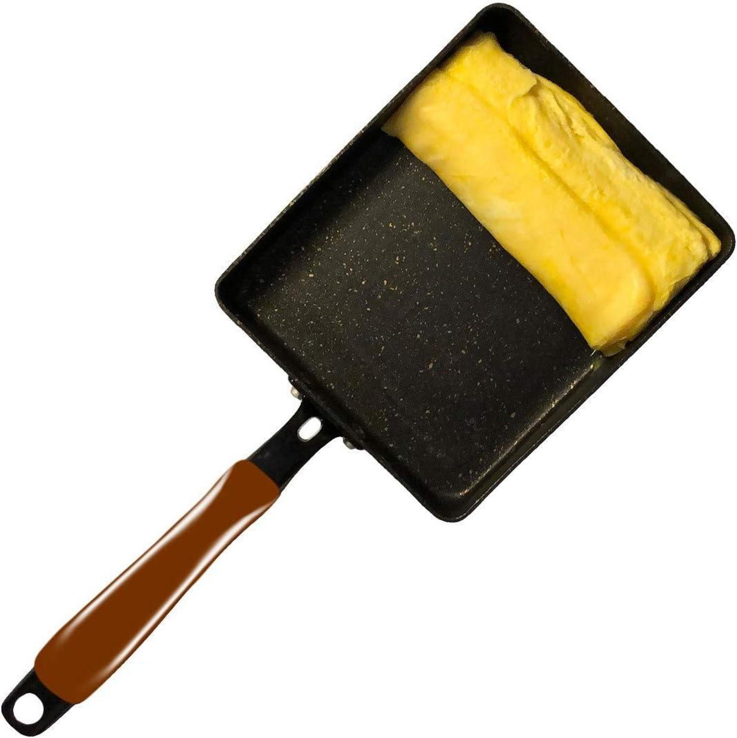 Japanische Omelette-Pfanne Tamagoyaki-Eierpfanne mit Silikon-Spatel, Pinsel & Platte