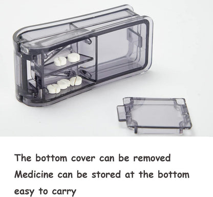 Tablettenteiler für große und kleine Tabletten, Aufbewahrungsfach, blau/schwarz