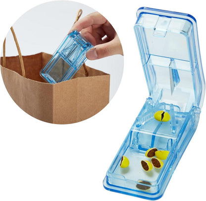 Tablettenteiler für große und kleine Tabletten, Aufbewahrungsfach, blau/schwarz