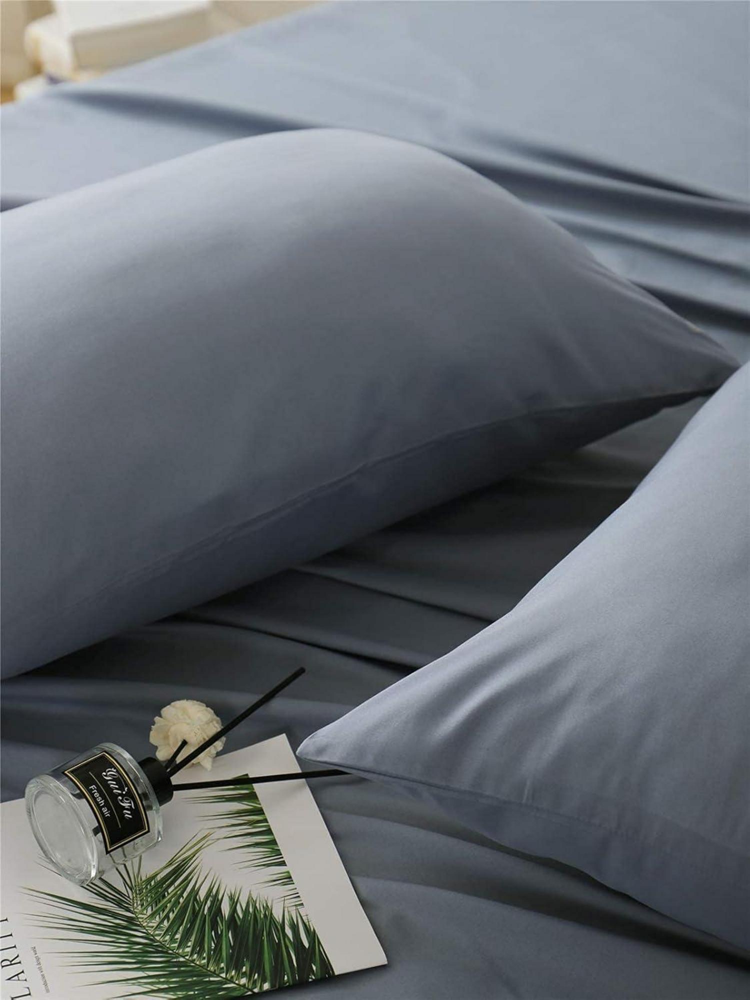 Kissenbezug Set gebürstetes Mikrofaser 50x80cm 2 Stück Blau