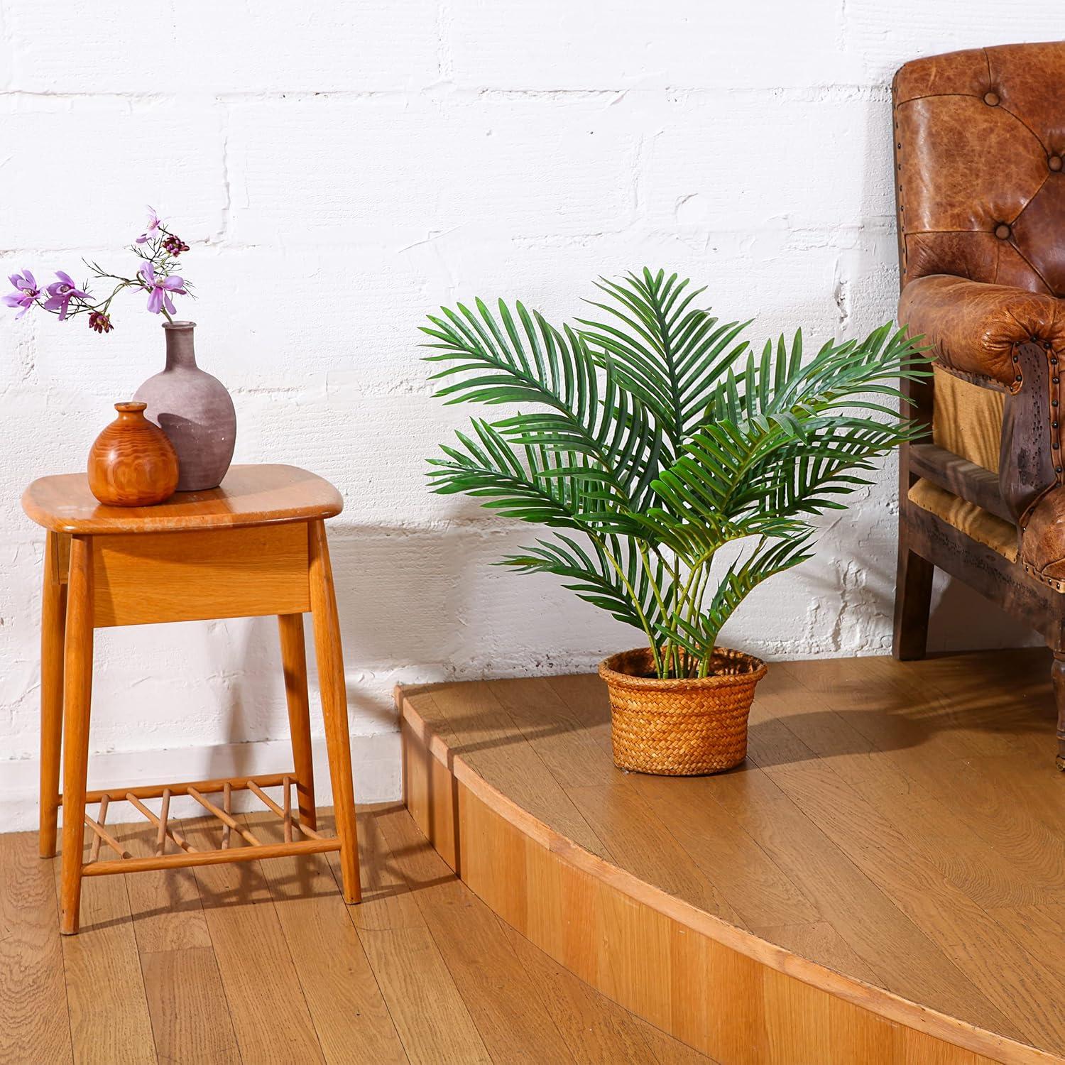 Fopamtri Kunstpflanze Areca Kunstpalme 60cm Fake Plant Grün Tropical deco