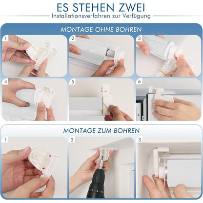 Doppelrollo Klemmfix Rollos für Fenster ohne Bohren 80x130cm