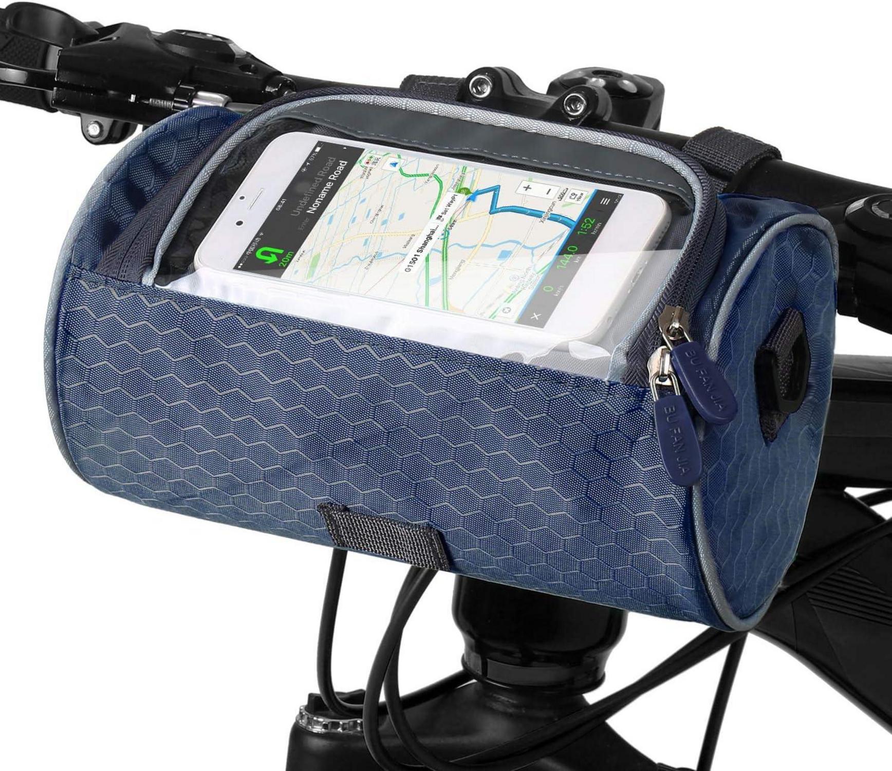 Wasserdichte Fahrrad Lenkertasche mit Touchscreen-Fenster - Dunkelblau