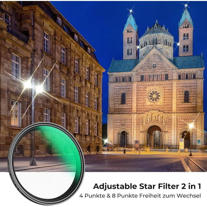 67mm Variabler Sternfilter 4+8 Punkte für Sternenlichteffekte