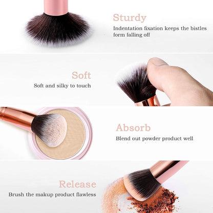 Make up Pinselset 15-teilig mit Schwamm - Synthetische