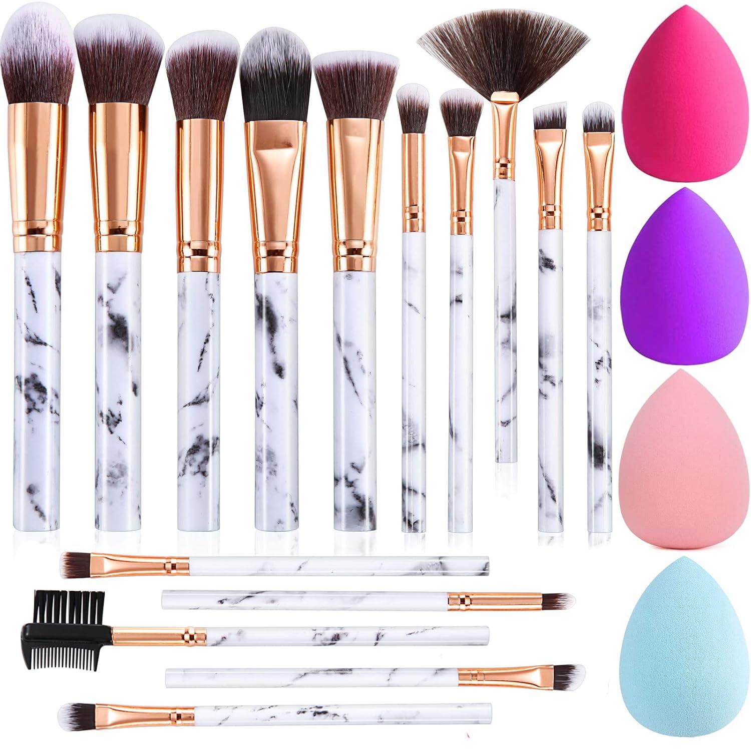15-teiliges Make-up Pinselset mit Schwamm für professionelles
