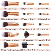 Make up Pinselset 15-teilig mit Schwamm - Synthetische