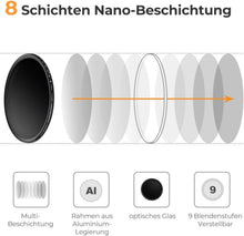 82mm Variabler ND-Filter ND2-ND400 (1-9 Stop) Slim