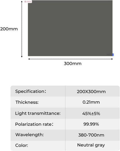Polarisationsfolie 200x300mm 0,21mm linear 90 Grad Polfilter