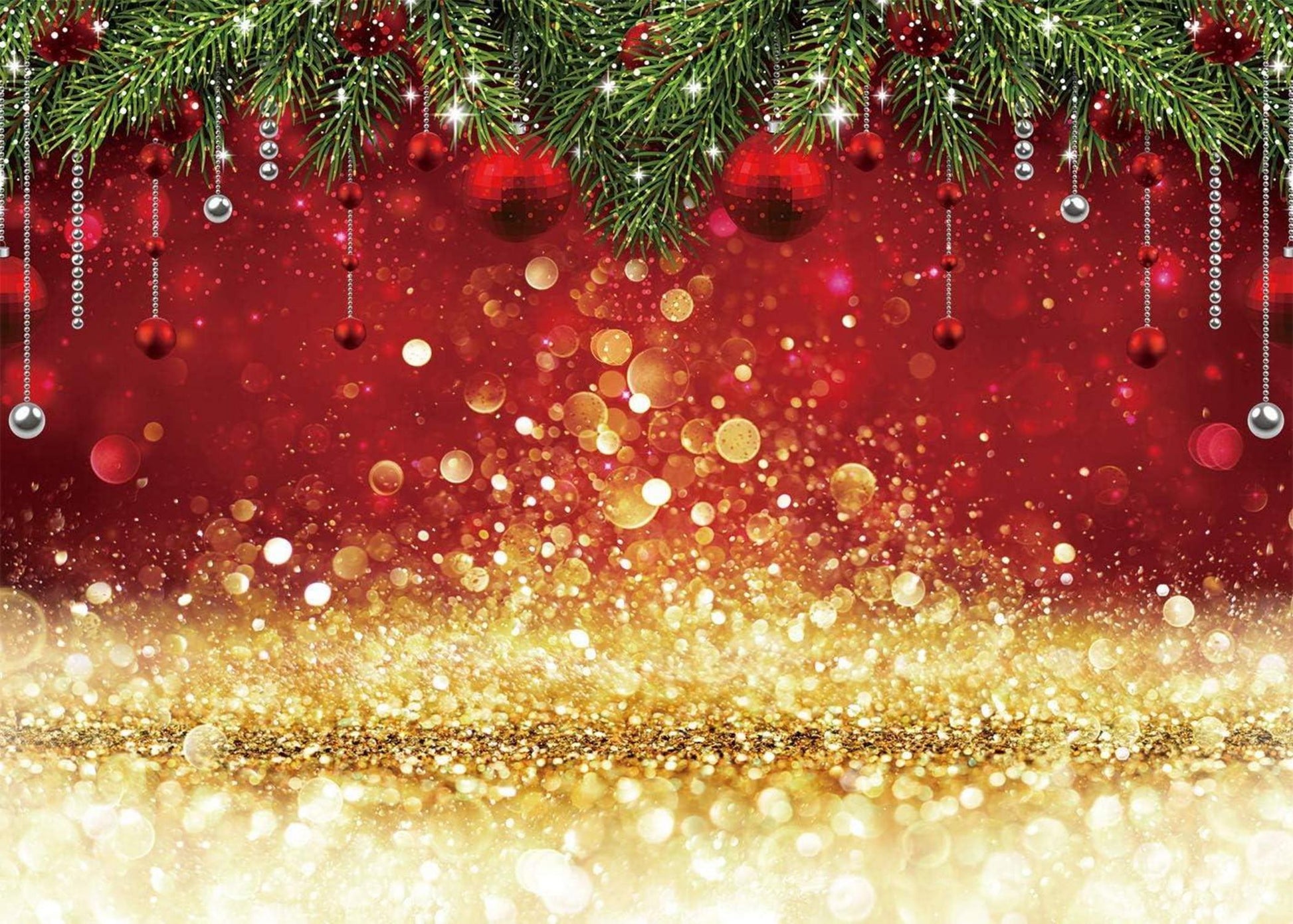 Weihnachten Fotografie Vinyl Hintergrund Sparkle Red Xmas Party