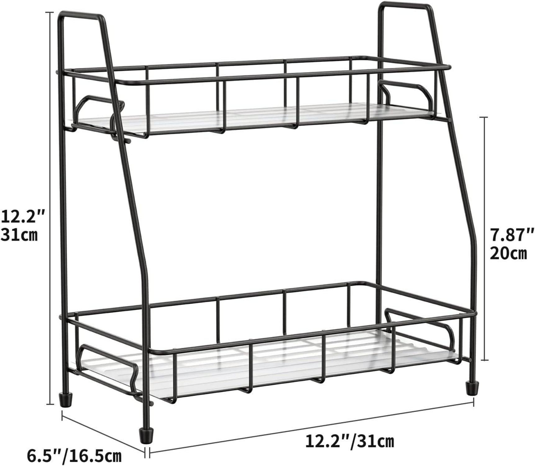 2 Etagen Gewürzregal Stehend Metall Organizer für Küche Schwarz