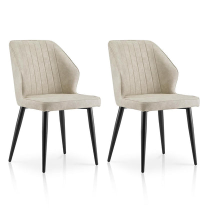 Esszimmerstühle 2er-Set Beige Ergonomisch in Lederoptik