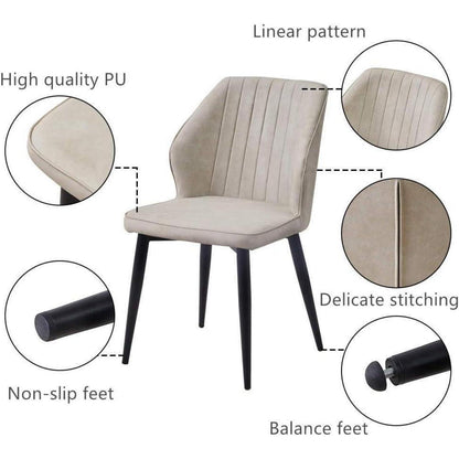 Esszimmerstühle 2er-Set Beige Ergonomisch in Lederoptik