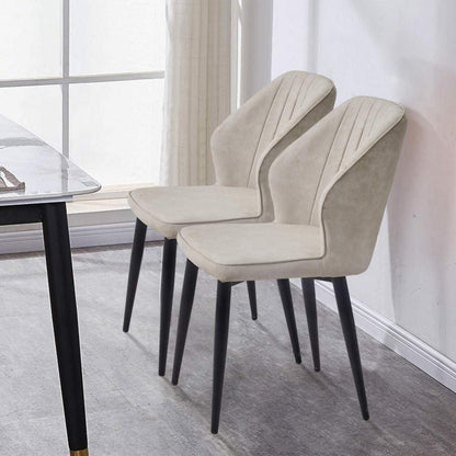 Esszimmerstühle 2er-Set Beige Ergonomisch in Lederoptik