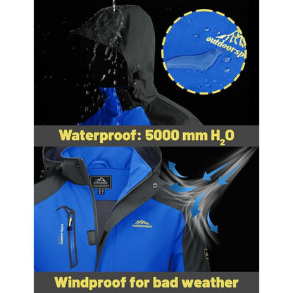 Herren Übergangsjacke Wasserabweisend mit Kapuze Blau