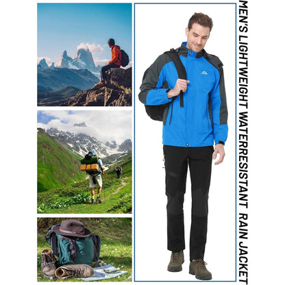 Herren Übergangsjacke Wasserabweisend mit Kapuze Blau